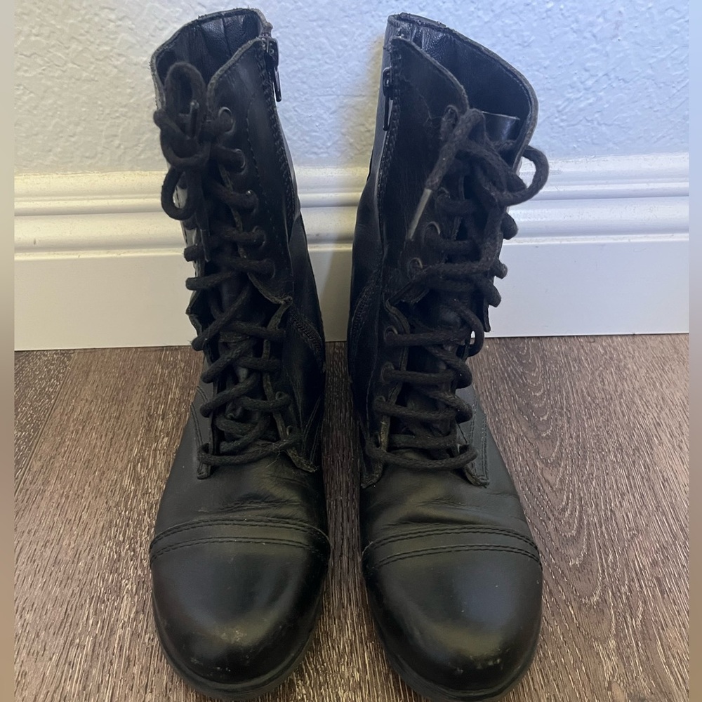 Steve Madden Black Combat Lace-Up Women's Boots